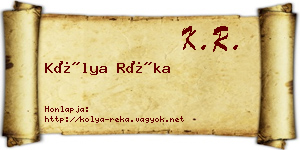 Kólya Réka névjegykártya